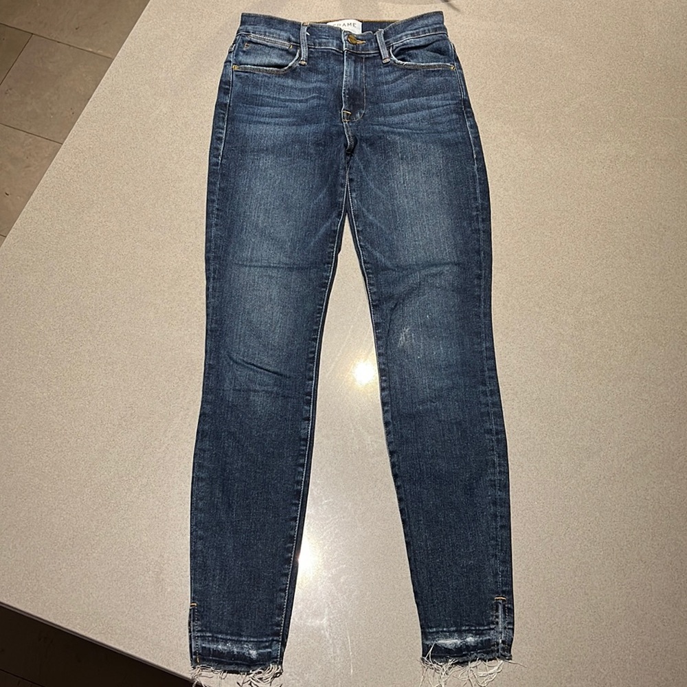 FRAME High Waisted Skinny Jeans